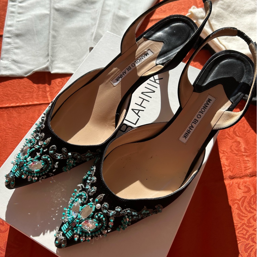 Vintage Beaded Manolo Blahnik Heels in Used Condition Size 41